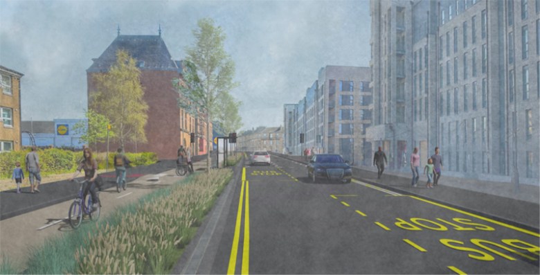 Visualisation of 2-way cycleway on the northern side of Duke Street