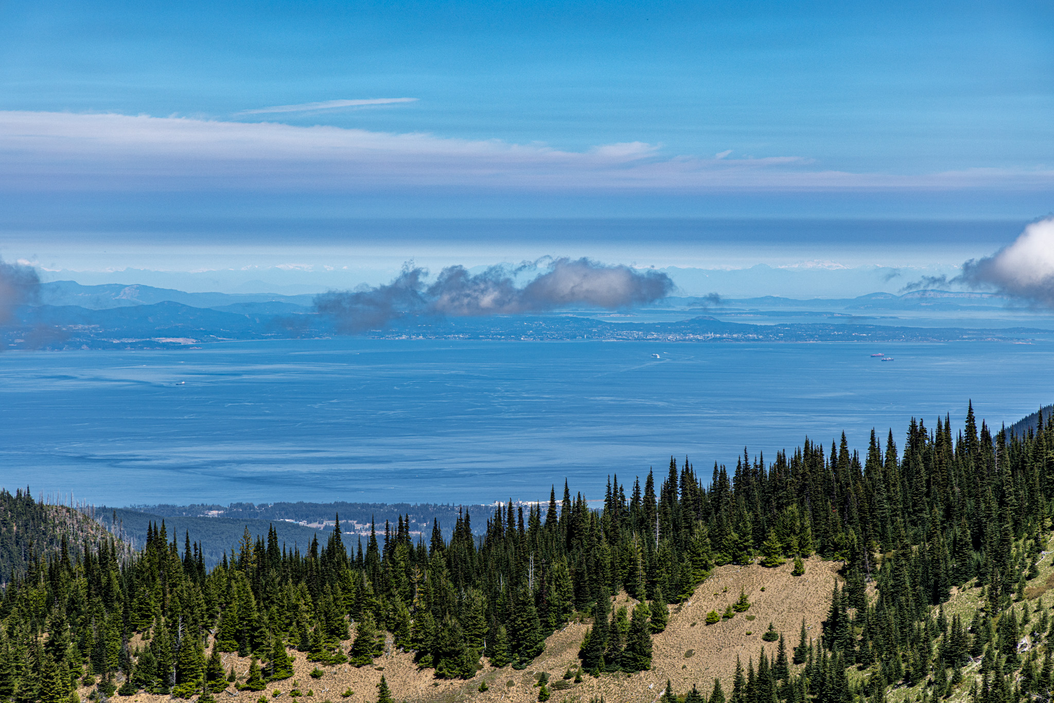 The Strait of Juan de Fuca viewed from the mountains