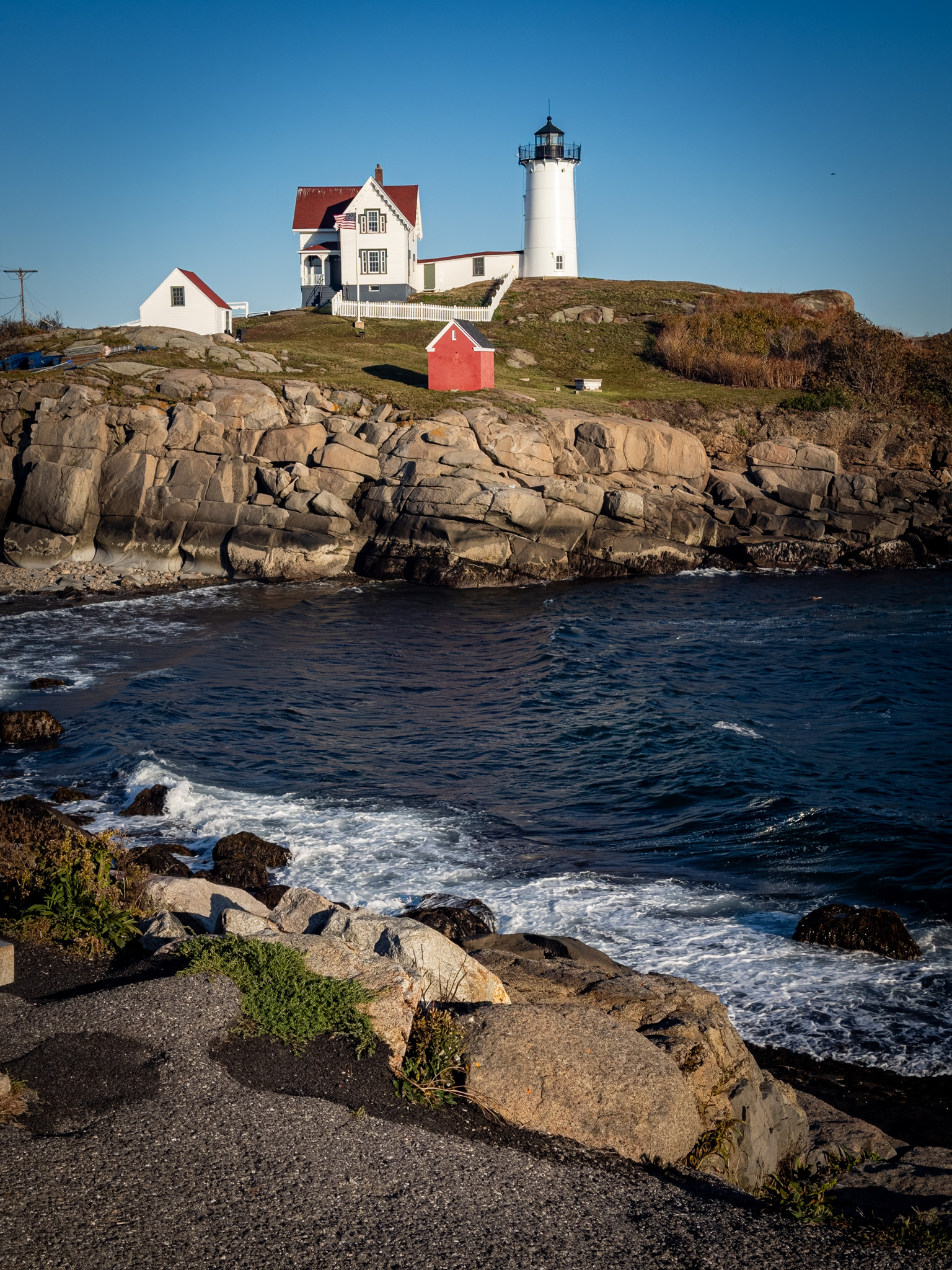 Nubble Lighthouse on its rocky island