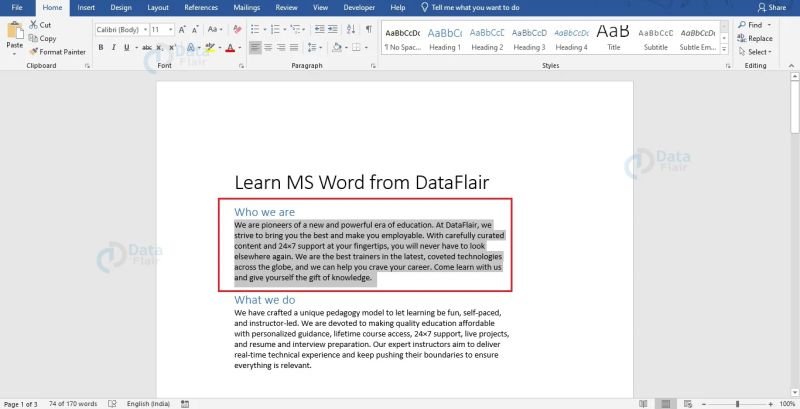 Formatting Text In Ms Word Dataflair - High Quality High Resolution Colorful Pictures | Free Download