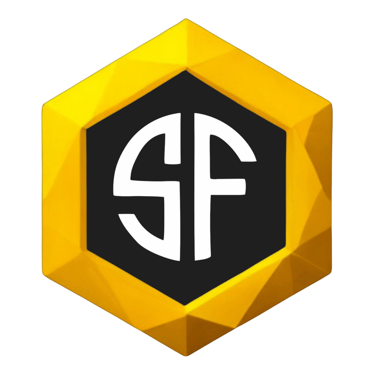 Logo of Smart Frames featuring a yellow hexagonal frame with a black interior. Inside the hexagon, the letters 'SF' are prominently displayed in white, stylized font.