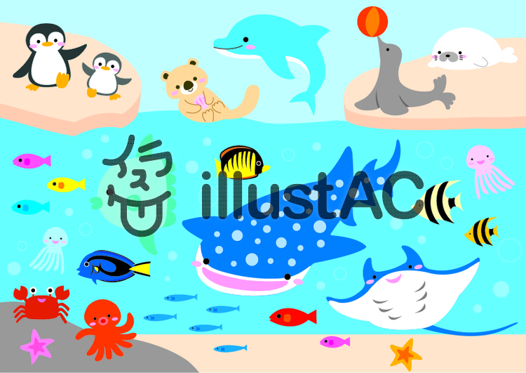【最も気に入った】 水族館 イラスト 無料