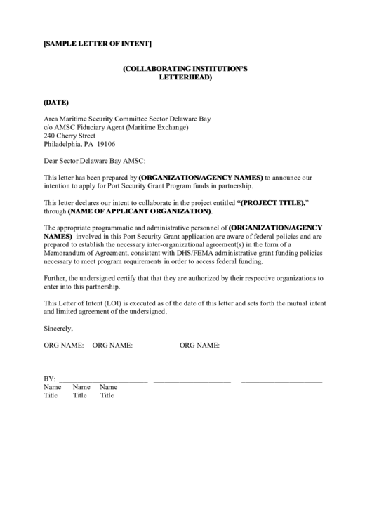 3 Grant Letter Of Intent Free To Download In Pdf