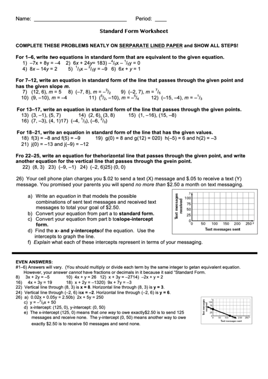 standard form worksheet printable pdf download