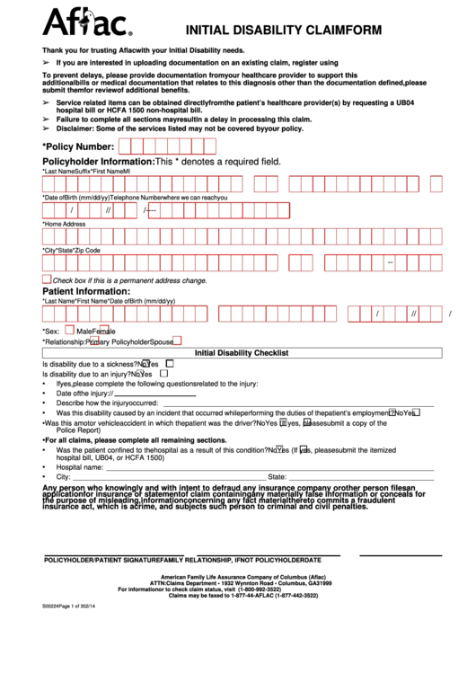 Aflac printable claim forms
