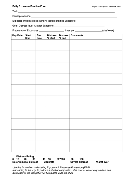 30 exposure response prevention worksheet