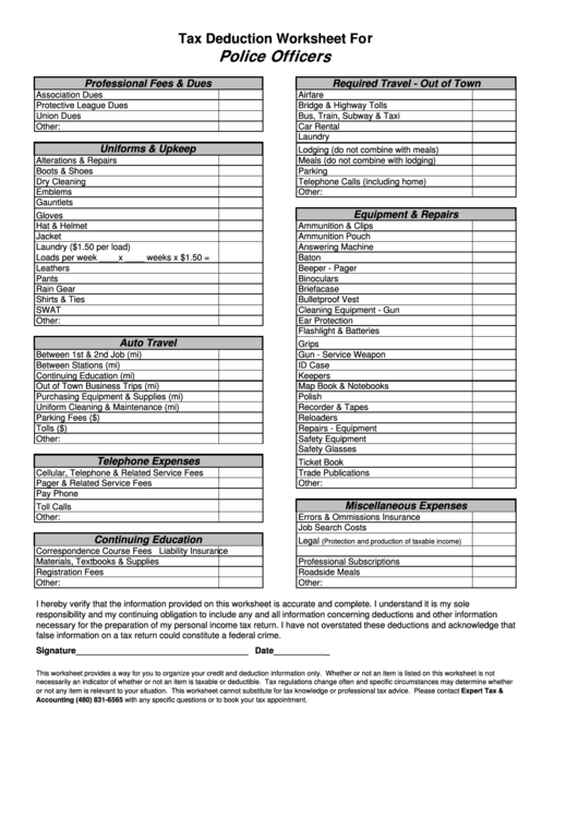 We're always looking for ways to make our favorite foods healthier without sacrificing flavor. Fillable Police Officer Tax Deduction Worksheet printable