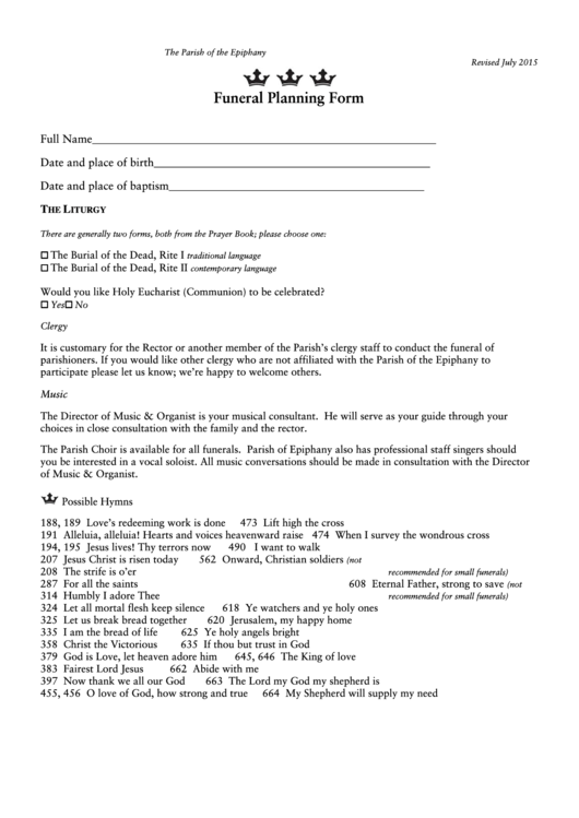 43 funeral planning worksheet free