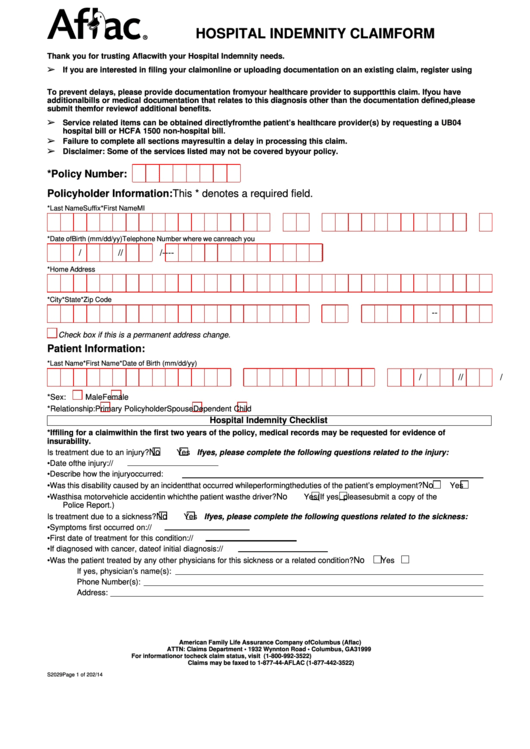 Claim forms: aflac claim forms hospital indemnity 2ce