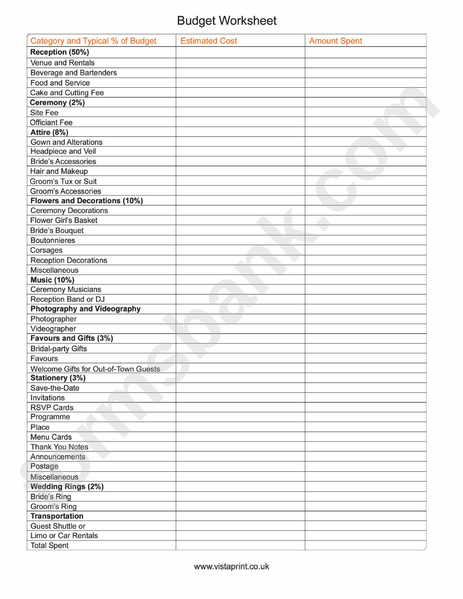 Budget worksheet template printable pdf download