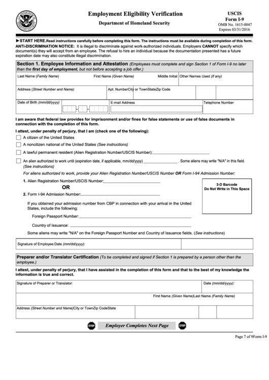 Fillable form i-9
