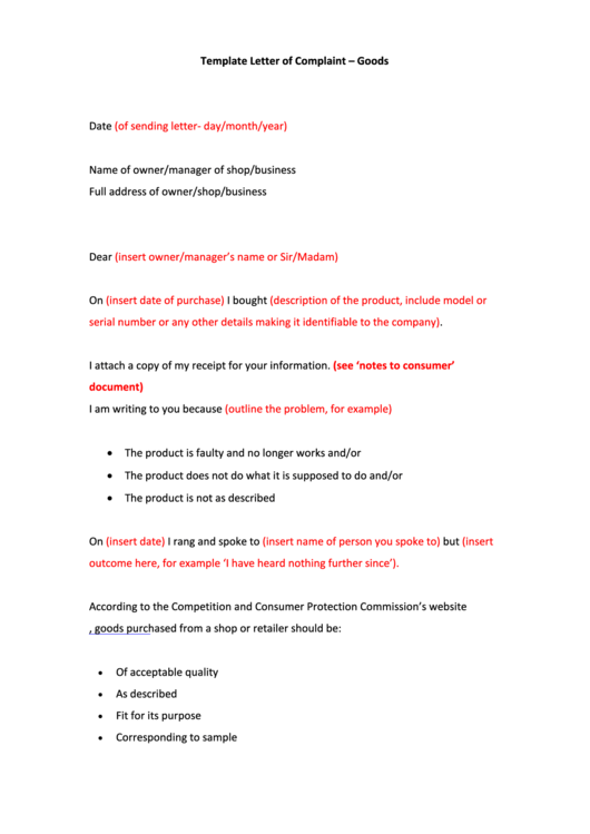 18 Complaint Letter Templates Free To Download In Pdf