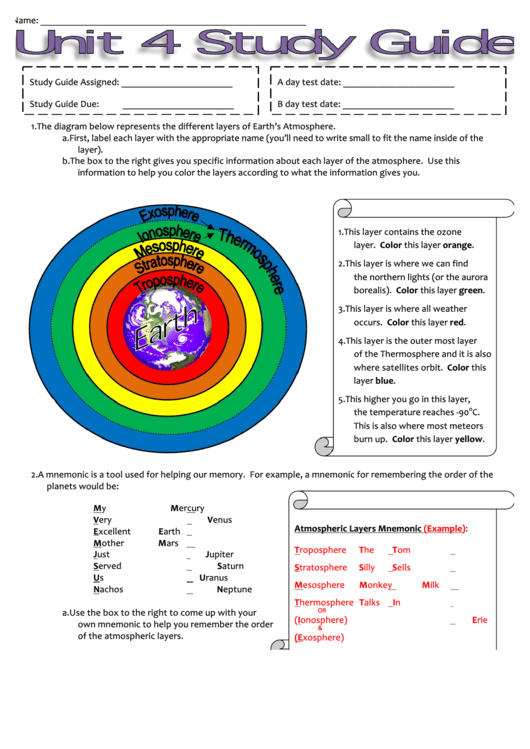 Earth's atmosphere worksheet with answers printable pdf download