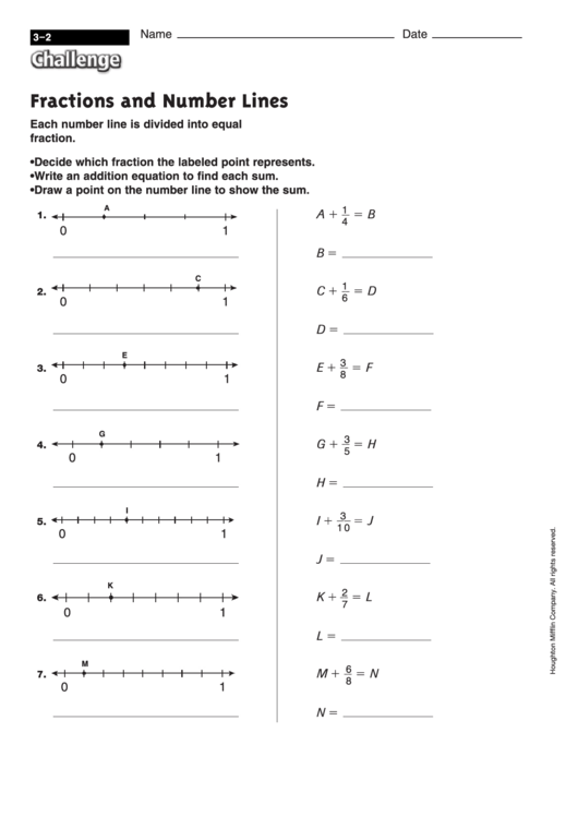 fractions and number lines fractions worksheet with answers printable