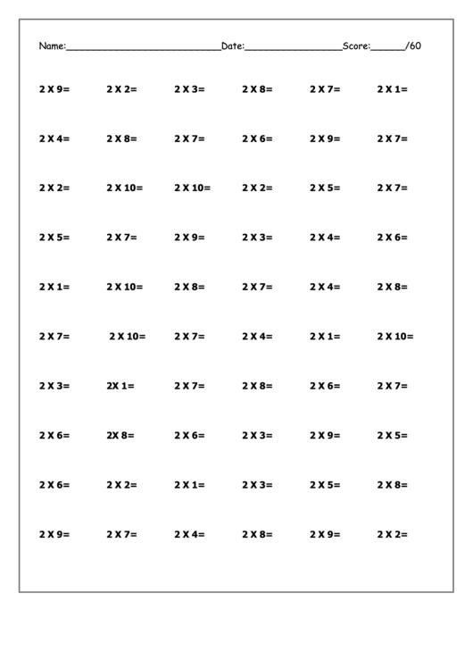 Multiplying by 2 worksheet printable pdf download