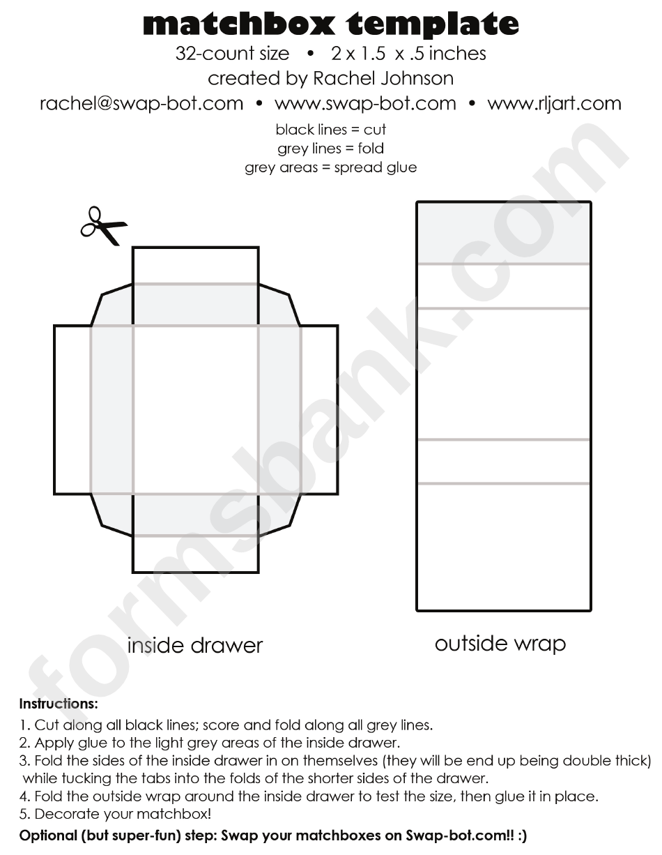matchbox template printable pdf download