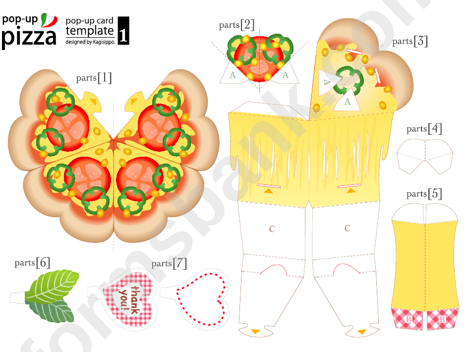 pizza pop up card template printable pdf download