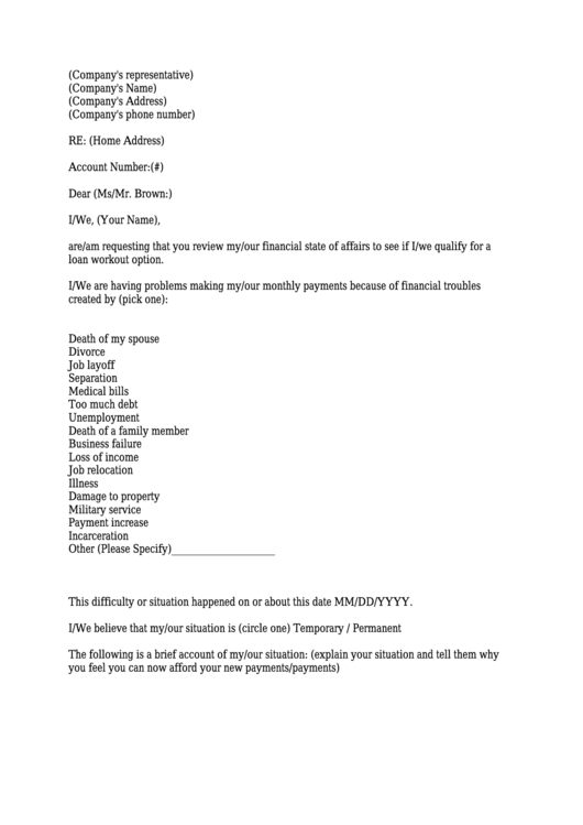 4 Financial Hardship Letter Free To Download In Pdf