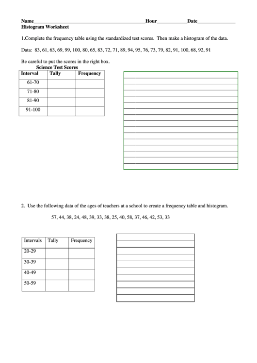 Histogram worksheet printable pdf download
