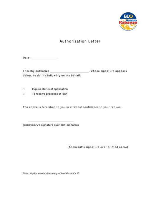 Sample Letter Of Authorization Giving Permission