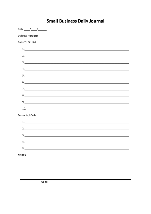 Small Business Daily Journal Template Printable Pdf Download