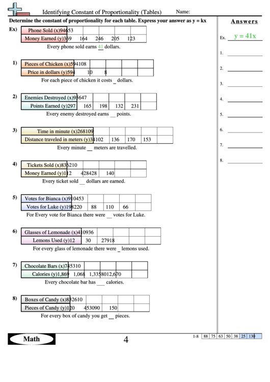 Determine if two ratios (ordered pairs) create a proportional relationship from a table, graph, a given equation, and from real world scenarios. Proportinnalite