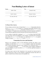 Non Binding Letter Of Intent Template Download Printable Pdf Templateroller