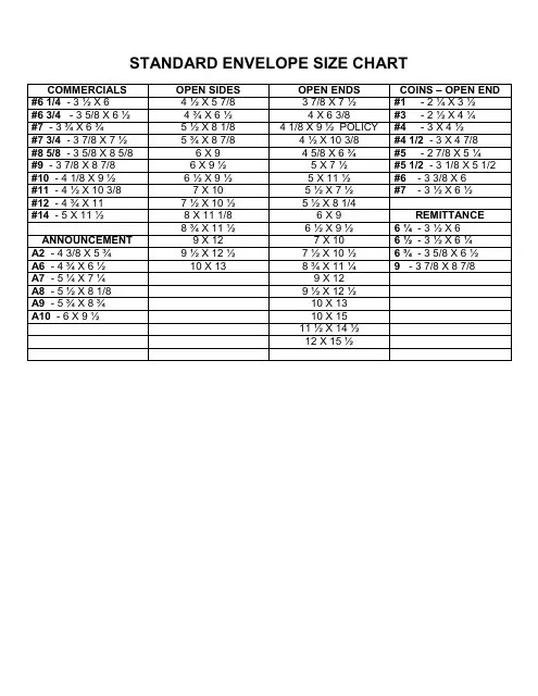 Standard envelope sizes for greeting cards