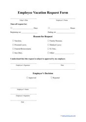 Employee Vacation Request Form Download Printable Pdf Templateroller