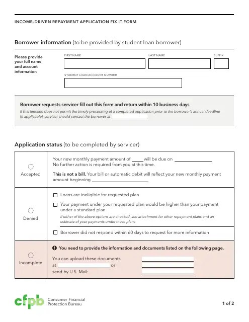 Income-driven repayment application fix it form