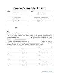 Security Deposit Refund Letter Template Download Printable Pdf Templateroller