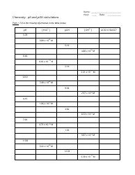 Ph and poh calculations chemistry worksheet with answers download
