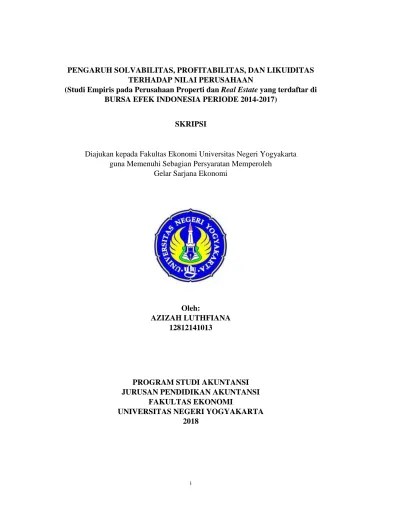 Pengaruh laba terhadap harga saham pada perusahaan properti, real. Top Pdf Pengaruh Ukuran Perusahaan Leverage Dan Profitabilitas Terhadap Nilai Perusahaan Pada Sektor Properti Dan Real Estate 1library