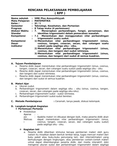 Silakan anda baca panduan pengembangannya di sini. Rpp Matematika Smk Ktsp Pdf