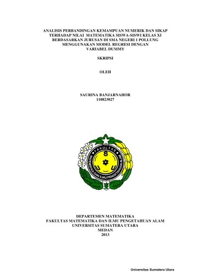 • diperoleh sistem persamaan linier. Top Pdf Analisis Perbandingan Kemampuan Numerik Dan Sikap Terhadap Nilai Matematika Siswa Siswi Kelas Xi Berdasarkan Jurusan Di Sma Negeri 1 Pollung Menggunakan Model Regresi Dengan Variabel Dummy 123dok Com