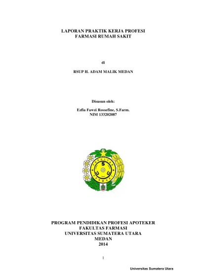 Laporan Praktek Kerja Lapangan Rumah Sakit Di Rsup Dr. Hasan Sadikin