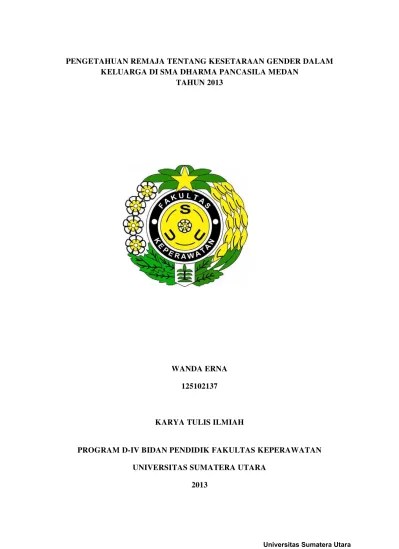 Smas dharma pancasila adalah salah satu satuan pendidikan dengan jenjang sma di padang bulan selayang i, kec. Top Pdf Pengetahuan Remaja Tentang Kesetaraan Gender Dalam Keluarga Di Sma Dharma Pancasila Medan Tahun 2013 123dok Com