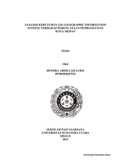 Analisa Kebutuhan GIS (Geographic Information System) terhadap Perencanaan  Pembangunan Kota Medan
