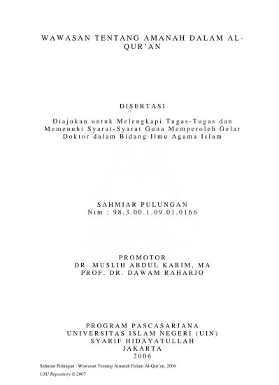 Maksudnya tidak ada makhluk lain Bab Iii Amanah Dalam Perspektif Tafsir Al Azhar Amanah Berasal Dari Kata A Mu Na Ya Munu Amn An Wa Amanatan