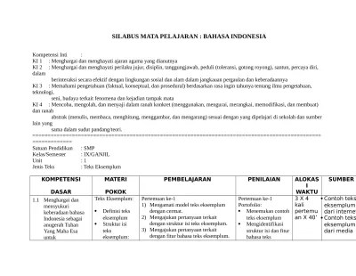 Lihat rpp unduh rpp salin tautan rpp . Top Pdf Silabus Bhs Indo Smp Kelas Ix Gasal Unit 123dok Com