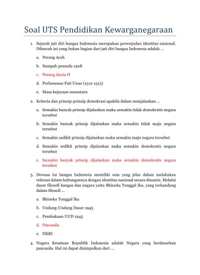 Soal Uts Pkn 2017 Pdf Sejarah jati diri bangsa Indonesia merupakan perwujudan identitas nasional.