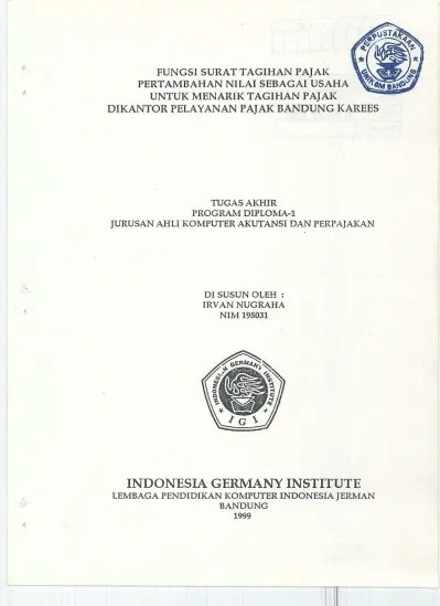 Top PDF Fungsi surat tagihan pajak pertambahan nilai sebagai usaha untuk  menarik tagihan pajak di Kantor Pelayanan Pajak Bandung Karees - 123dok.com