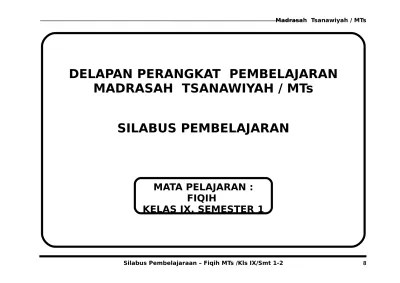 Prota promes fiqih ma kelas x xi xii kurikulum 2013. Silabus Fiqih Mts Kelas 8 Semester 1 2 Doc
