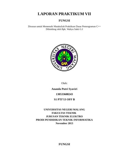 Laporan hasil praktikum pengukuran menggunakan klinometer sederhana disusun oleh : Top Pdf Laporan Praktikum Vii Fungsi 123dok Com