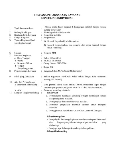 (diupbk) sesuai dengan pekerjaan profesional konseling,yaitu menangani individu . Rpl Gr Bk 7 Konseling Indivdu