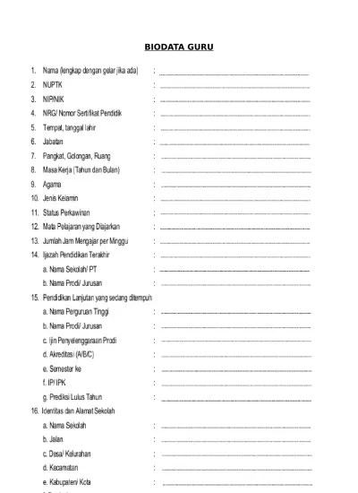 Ada banyak bentuk form biodata yang bisa anda pakai sesuai dengan kebutuhan yang diinginkan. Top Pdf Sekolah Indonesian Luar Negeri Malaysia Filipina Biodata Calon Guru 123dok Com