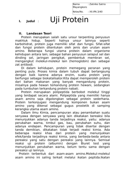 Laporan Kimia Uji Protein