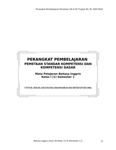 Sma / ma kelas/semester :x/2 nama . Pemetaan Sk Dan Kd Bahasa Inggris Kelas 1 2 3 4 5 6 Sd