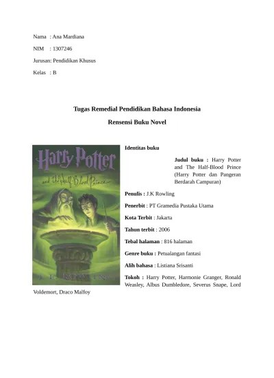 Buku ini diluncurkan pada 11 januari 2004 untuk versi bahasa indonesia . Top Pdf Study On Harry Potter 123dok Com