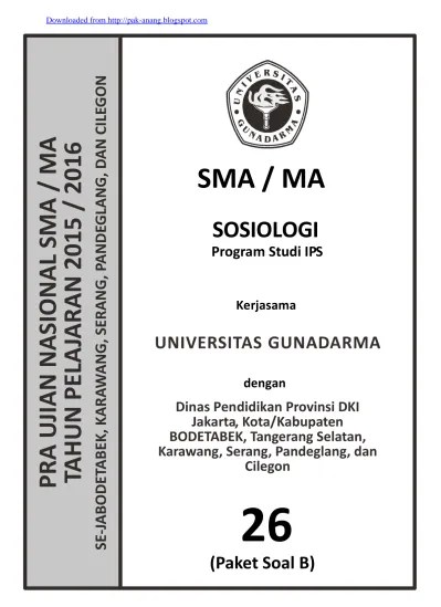 27+ soal un sosiologi 2017 dan kunci jawaban png. Soal Prediksi Un Sosiologi Sma 2016 Program Studi Ips Paket A27